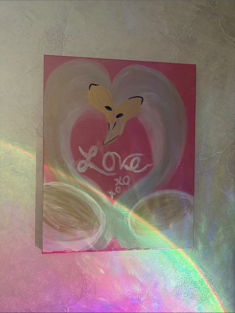 Pink Heart 'Love' Wall Art Painting